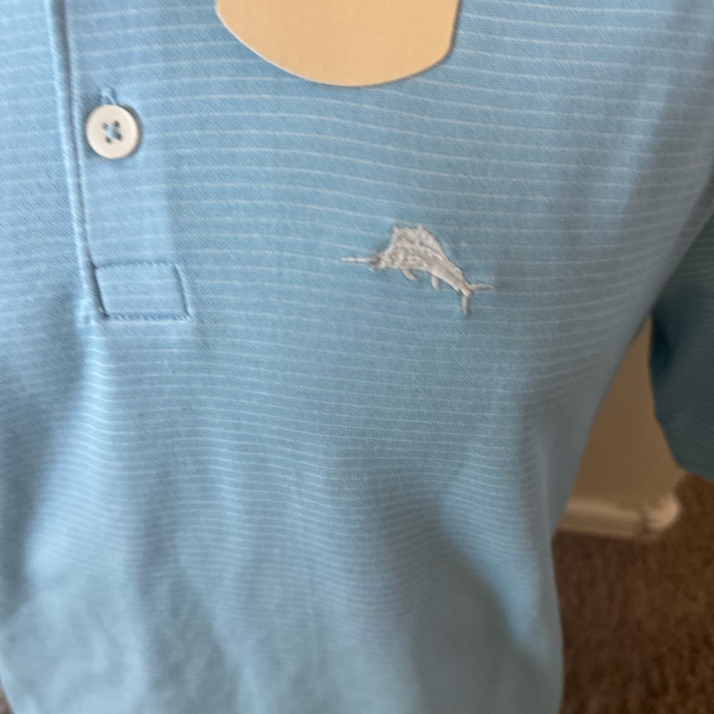 Tommy Bahama Men's Polo Shirt Air Blue Striped Size Small new - Picture 2 of 5